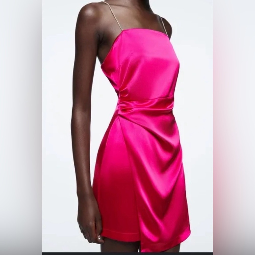 Zara Fuchsia Satin Mini Dress